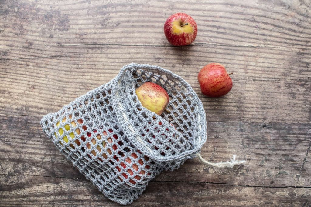 easy crochet produce bag drawstring