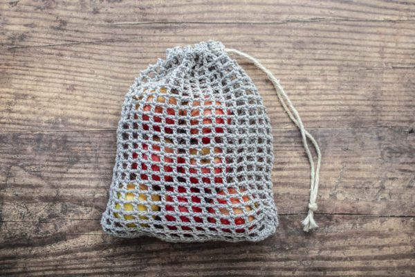 easy crochet produce bag DIY drawstring