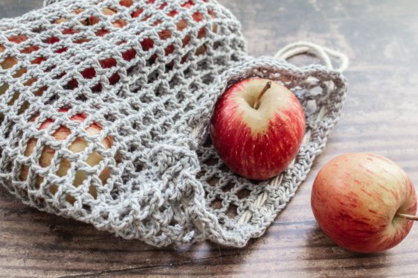 easy crochet produce bag DIY drawstring
