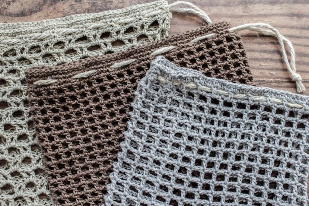 easy crochet produce bag DIY drawstring