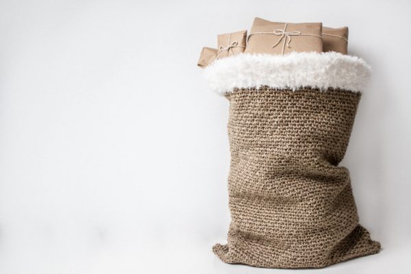 rustic christmas crochet santa sack