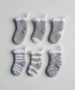 Crochet mini stocking with 6 designs
