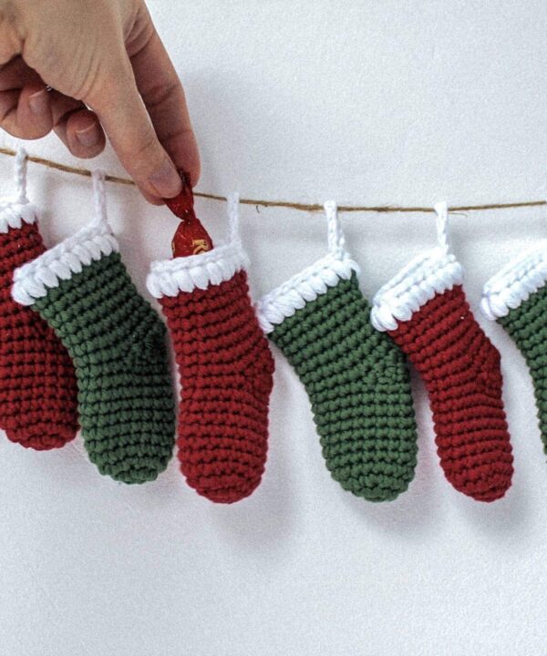 Crochet mini stocking advent calendar