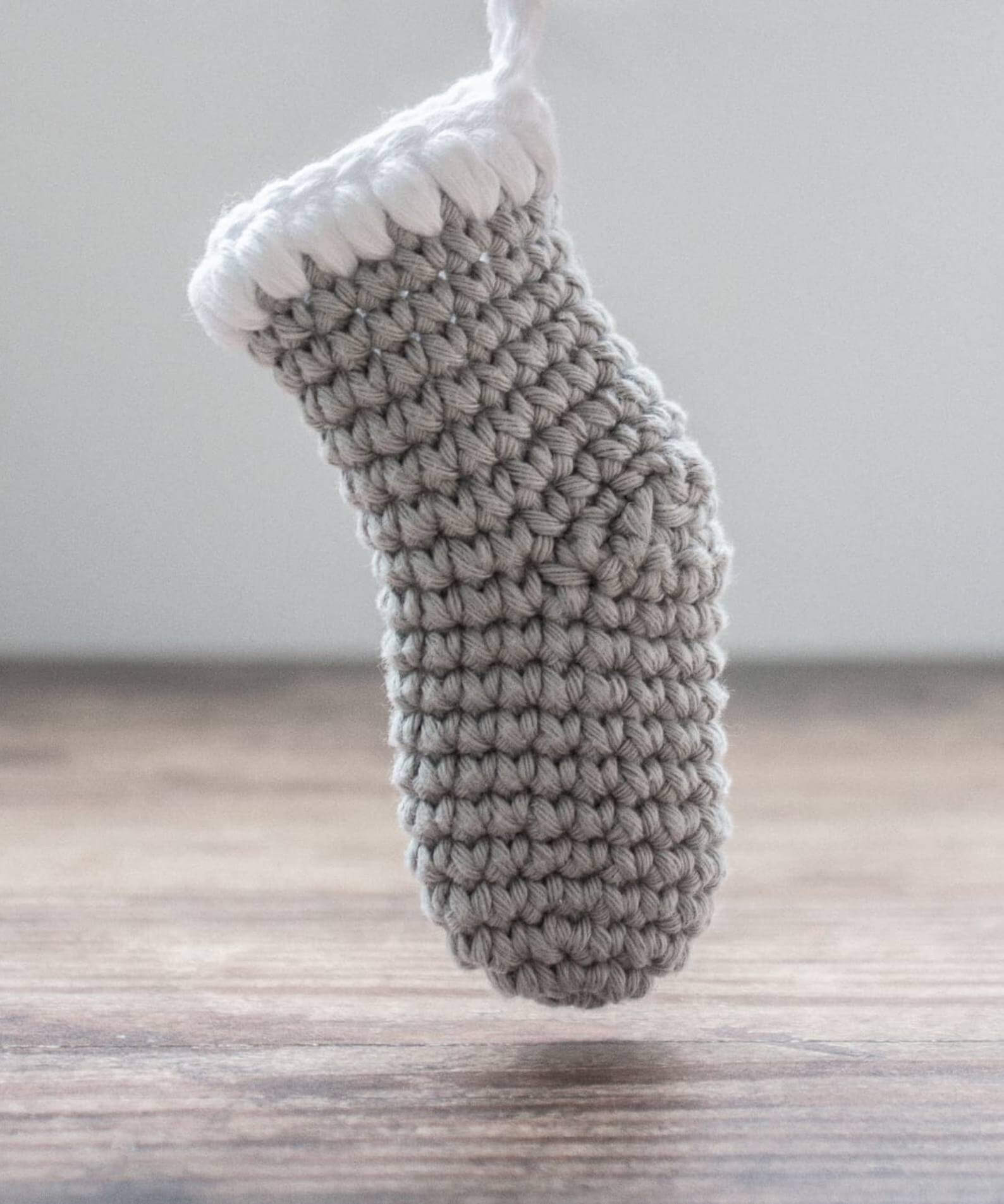 Crochet mini stocking with bobble cuff