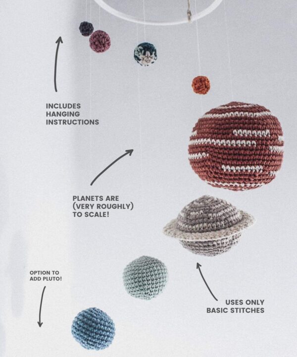 Crochet planets for baby mobile